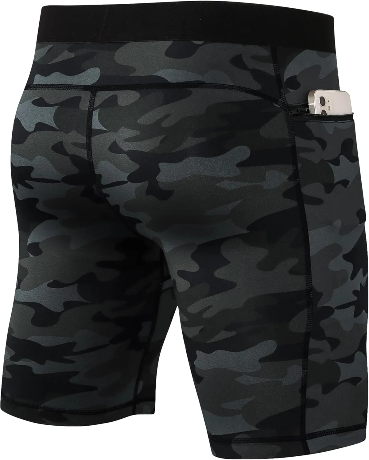 SPVISE Compression Shorts Men Spandex Running Workout Athletic Shorts Cooling Performance Underwear Shorts with Zipper Pocket