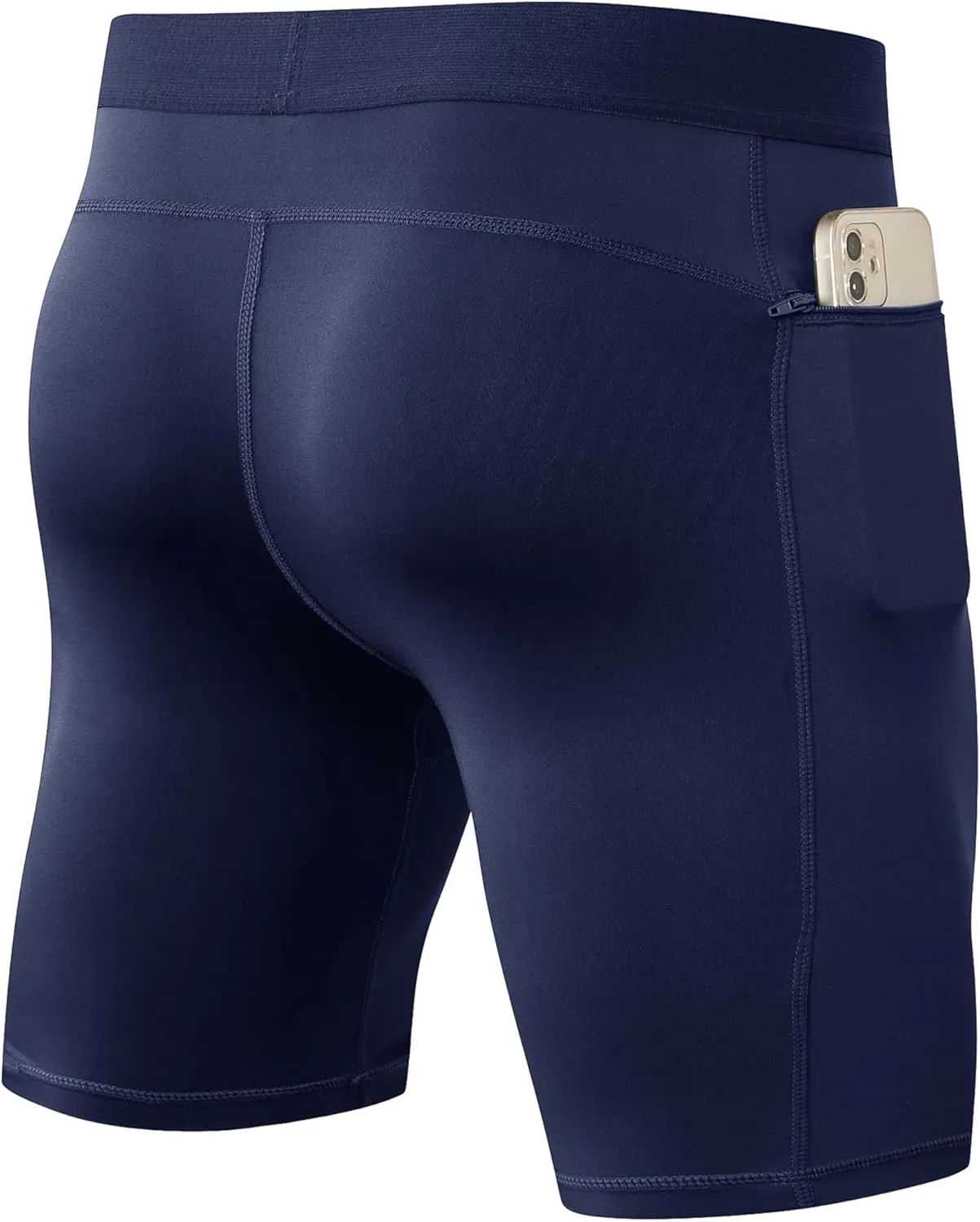 SPVISE Compression Shorts Men Spandex Running Workout Athletic Shorts Cooling Performance Underwear Shorts with Zipper Pocket