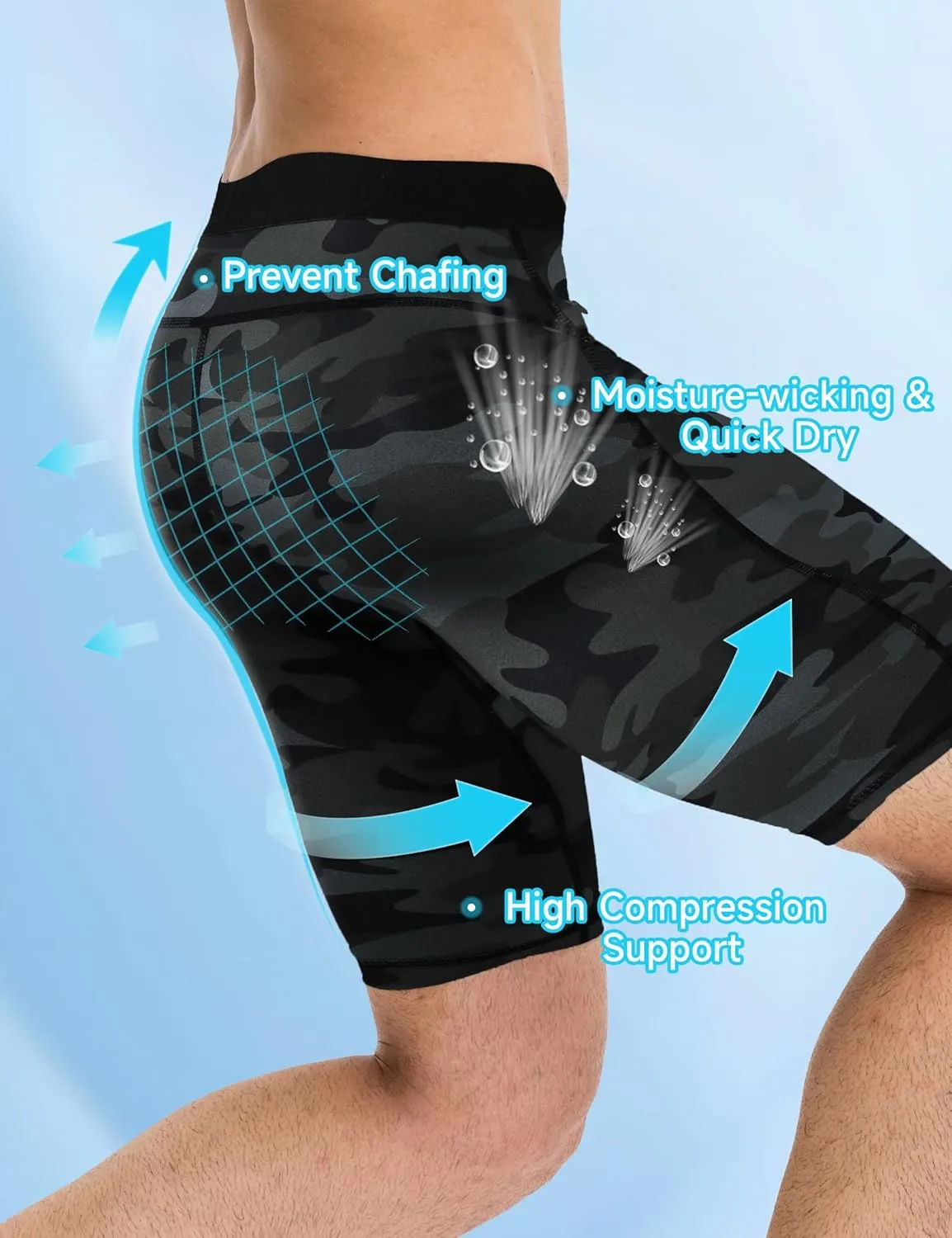 SPVISE Compression Shorts Men Spandex Running Workout Athletic Shorts Cooling Performance Underwear Shorts with Zipper Pocket