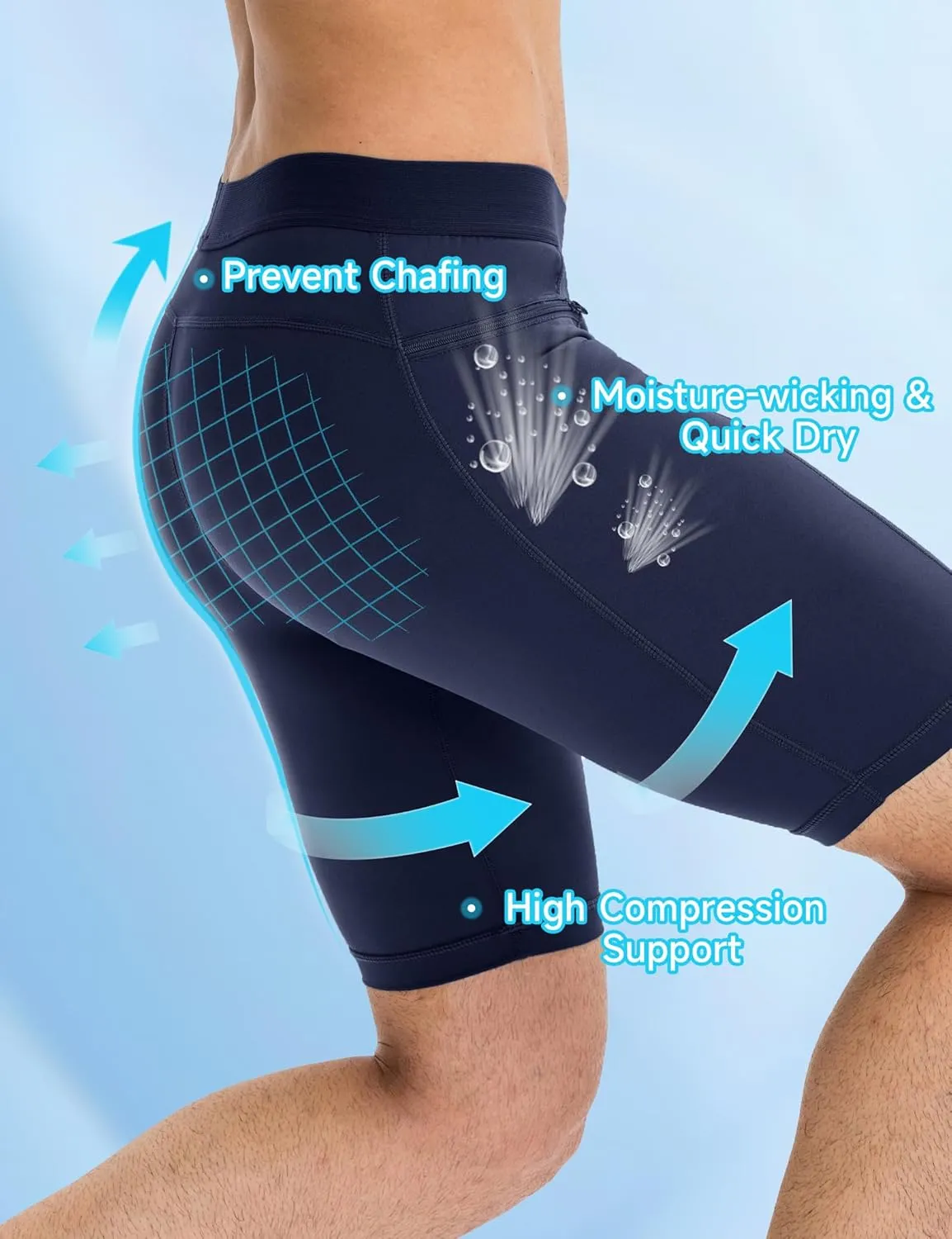 SPVISE Compression Shorts Men Spandex Running Workout Athletic Shorts Cooling Performance Underwear Shorts with Zipper Pocket