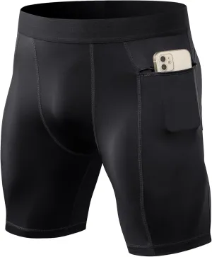 SPVISE Compression Shorts Men Spandex Running Workout Athletic Shorts Cooling Performance Underwear Shorts with Zipper Pocket