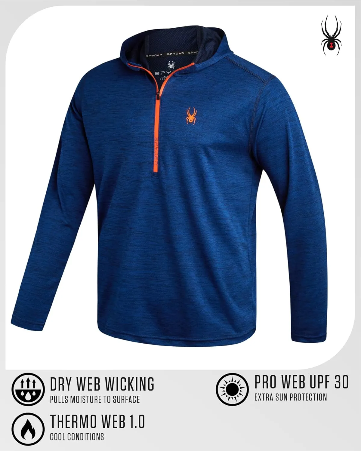 Spyder Mens Sweatshirt - Lightweight Athletic Half Zip Pullover Mens Hoodies - UPF 30  Dry Fit Long Sleeve Sun Shirts for Men