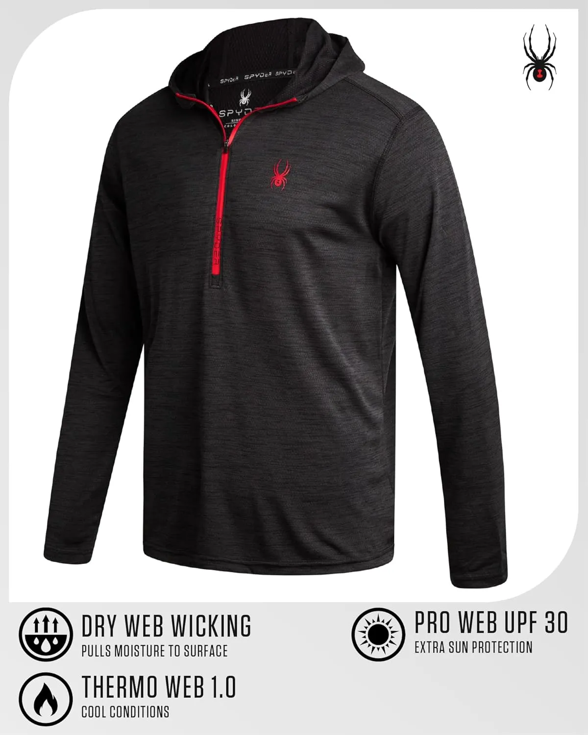Spyder Mens Sweatshirt - Lightweight Athletic Half Zip Pullover Mens Hoodies - UPF 30  Dry Fit Long Sleeve Sun Shirts for Men