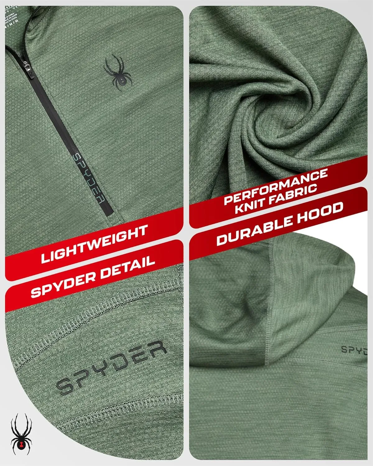 Spyder Mens Sweatshirt - Lightweight Athletic Half Zip Pullover Mens Hoodies - UPF 30  Dry Fit Long Sleeve Sun Shirts for Men