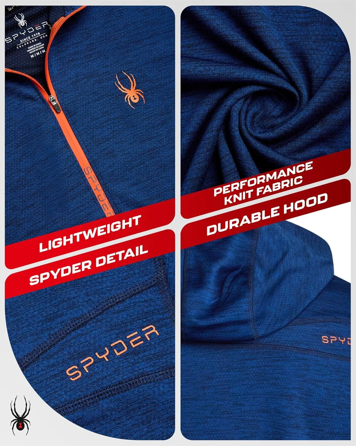 Spyder Mens Sweatshirt - Lightweight Athletic Half Zip Pullover Mens Hoodies - UPF 30  Dry Fit Long Sleeve Sun Shirts for Men