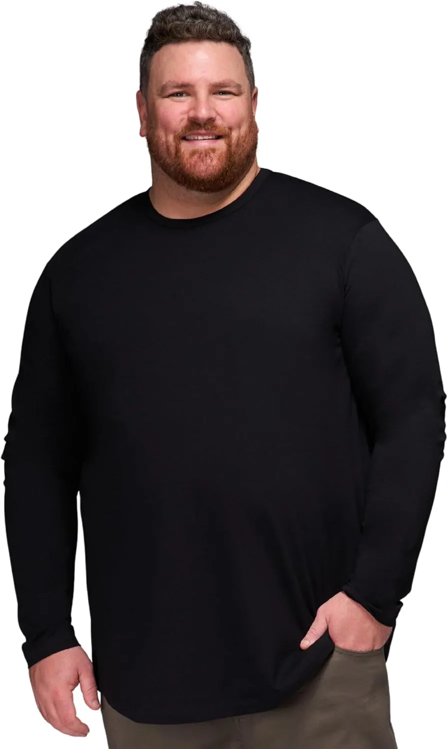 STRONGSIZE Men's Big and Tall Long Sleeve Shirts  Longer Length Long Sleeve Crewneck T-Shirt