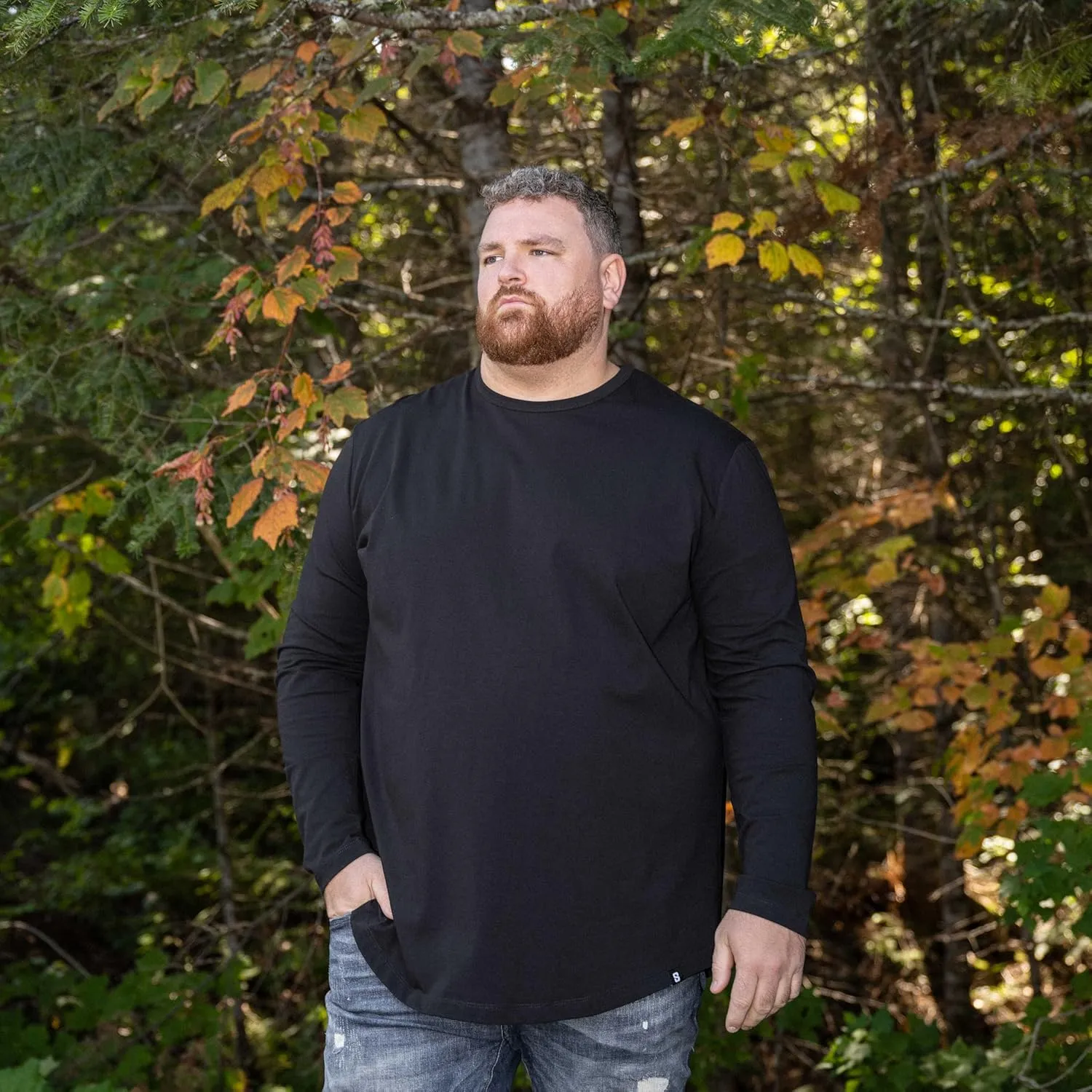 STRONGSIZE Men's Big and Tall Long Sleeve Shirts  Longer Length Long Sleeve Crewneck T-Shirt
