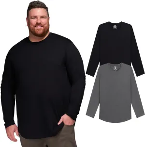 STRONGSIZE Men's Big and Tall Long Sleeve Shirts  Longer Length Long Sleeve Crewneck T-Shirt