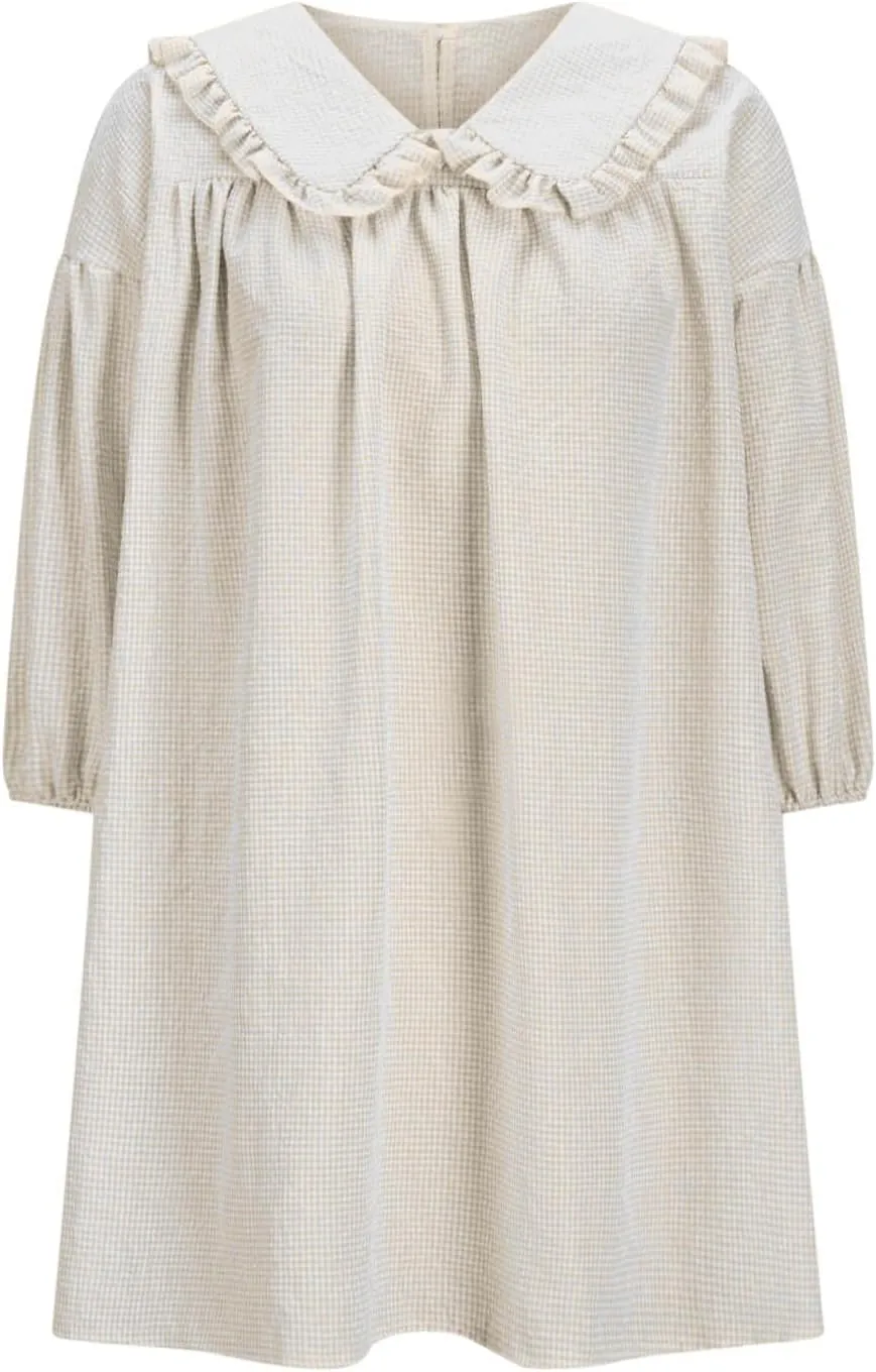 Summer Peter Pan Collar Dresses for Women 3/4 Sleeve Mini Dress Loose Fit Casual Beach Sundress Sleepwear Loungewear