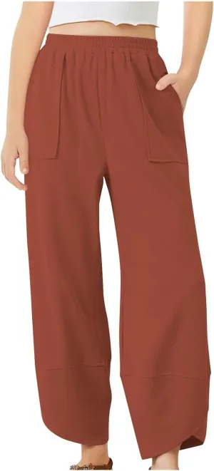 Teen Girls Wide Leg Pants High Waisted Baggy Pants for Kids 𝐋ounge Casual Trousers Loose Fit Tween Girls Trendy Clothes