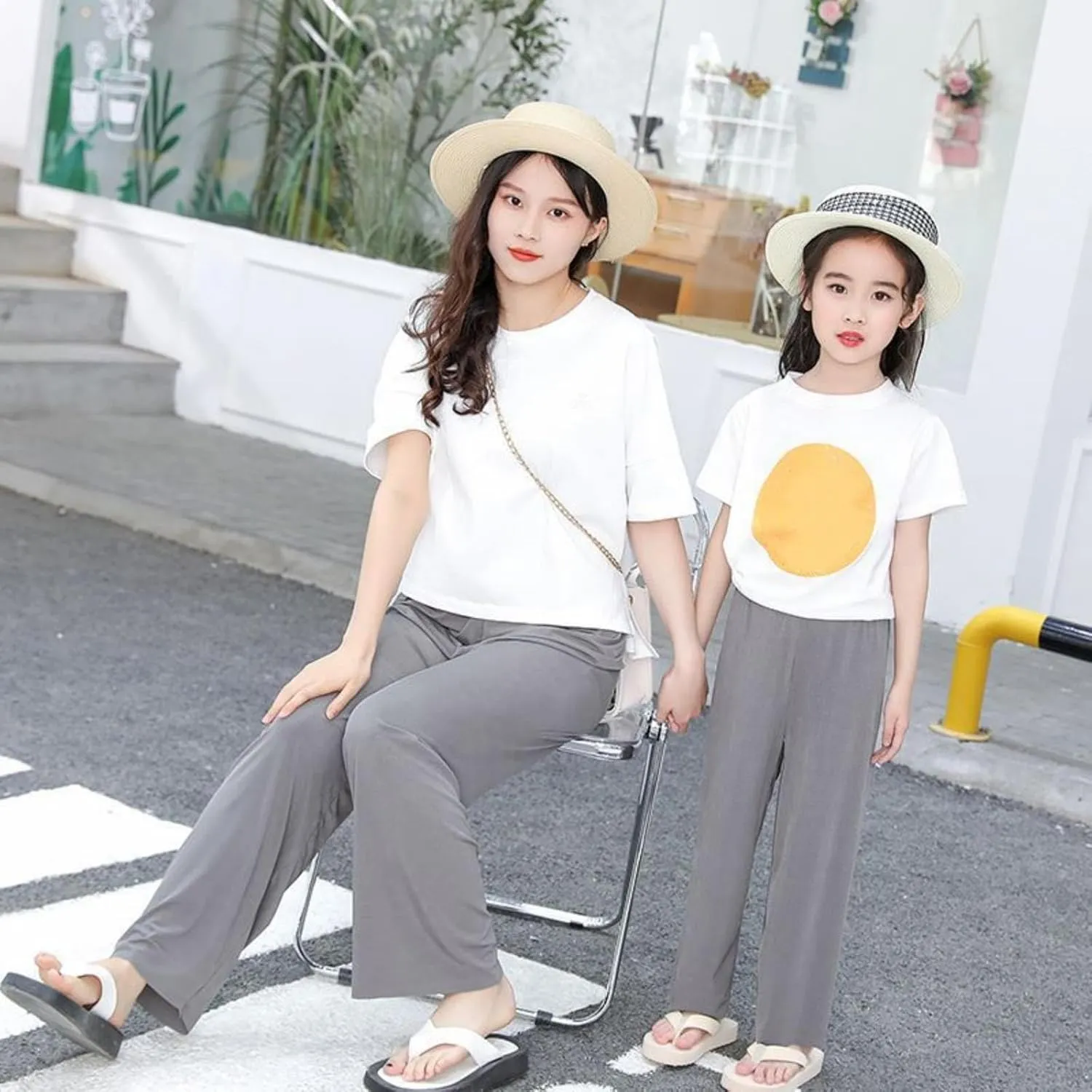 Teens Girls Wide Leg Sweatpants Flowy Palazzo Pants Girls Elastic Waist Loose Cotton Athletic Pants Summer Clothes