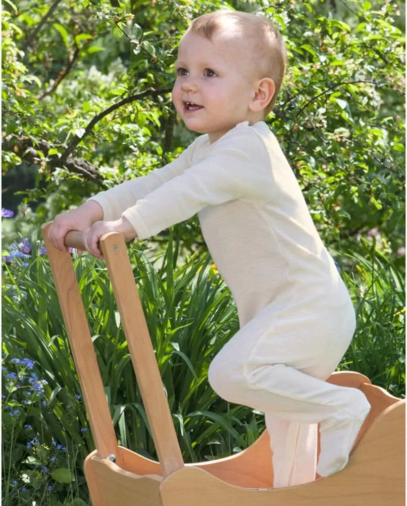 Thermal Footed Romper: Organic Wool Silk Footie with Long Sleeves for Baby Boys or Girls
