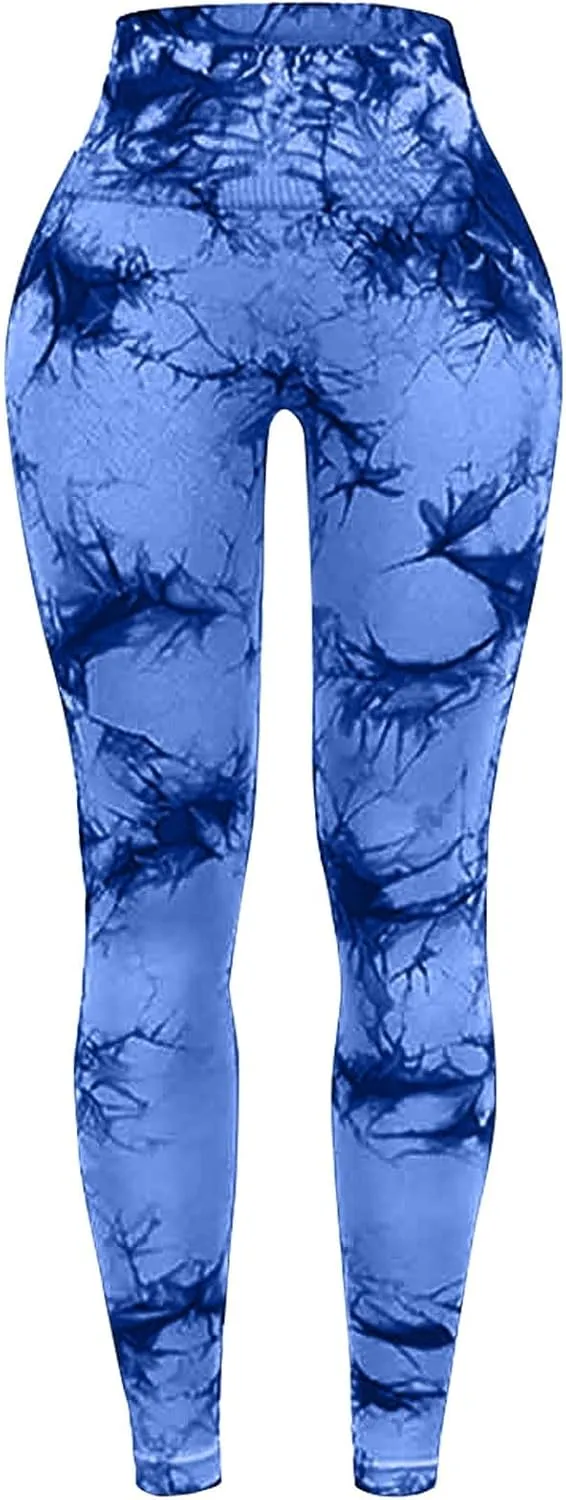 Tie Dye Seamless Leggings for Women High Waist Yoga Pants - Exercise Pants for Running Cycling Yoga Workout