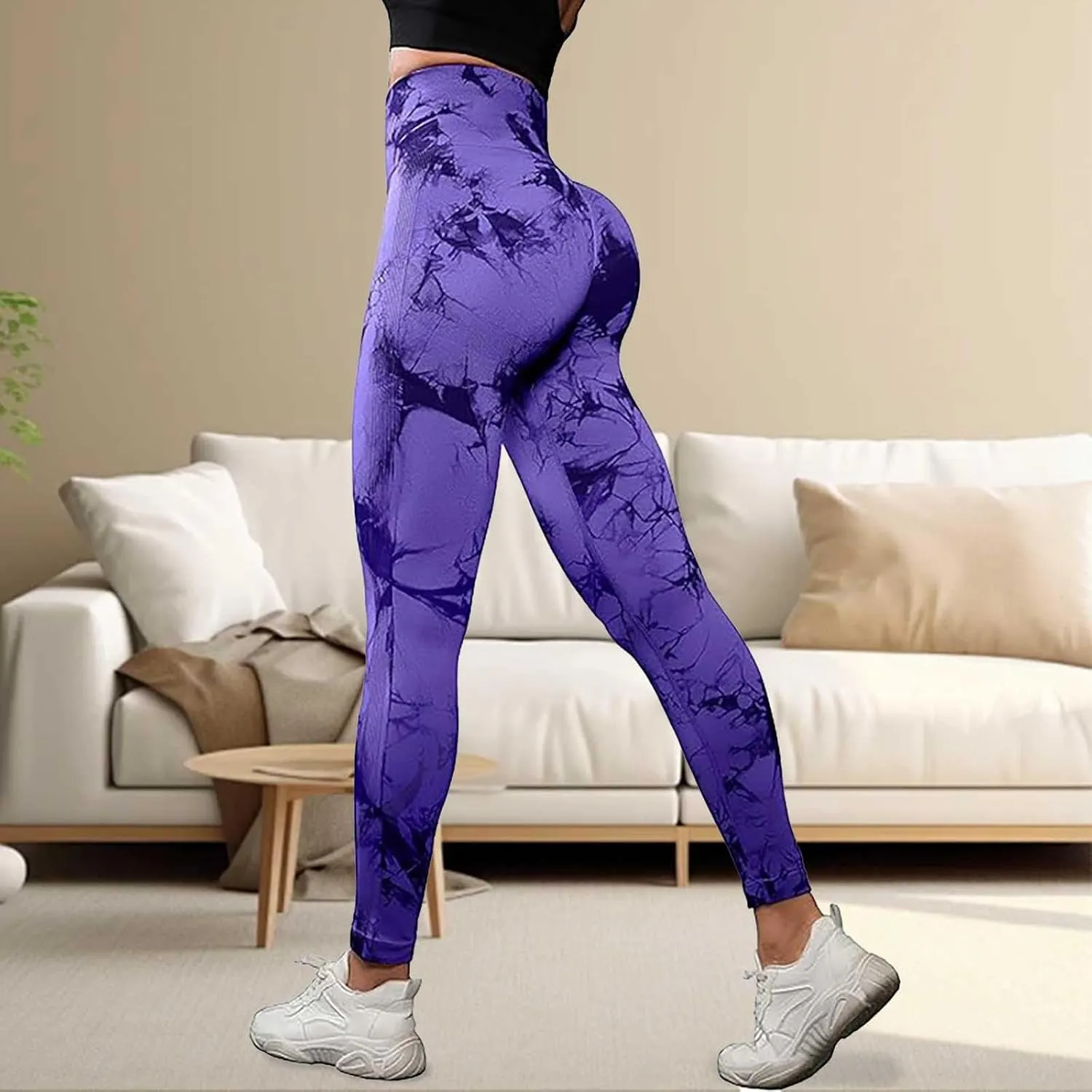 Tie Dye Seamless Leggings for Women High Waist Yoga Pants - Exercise Pants for Running Cycling Yoga Workout