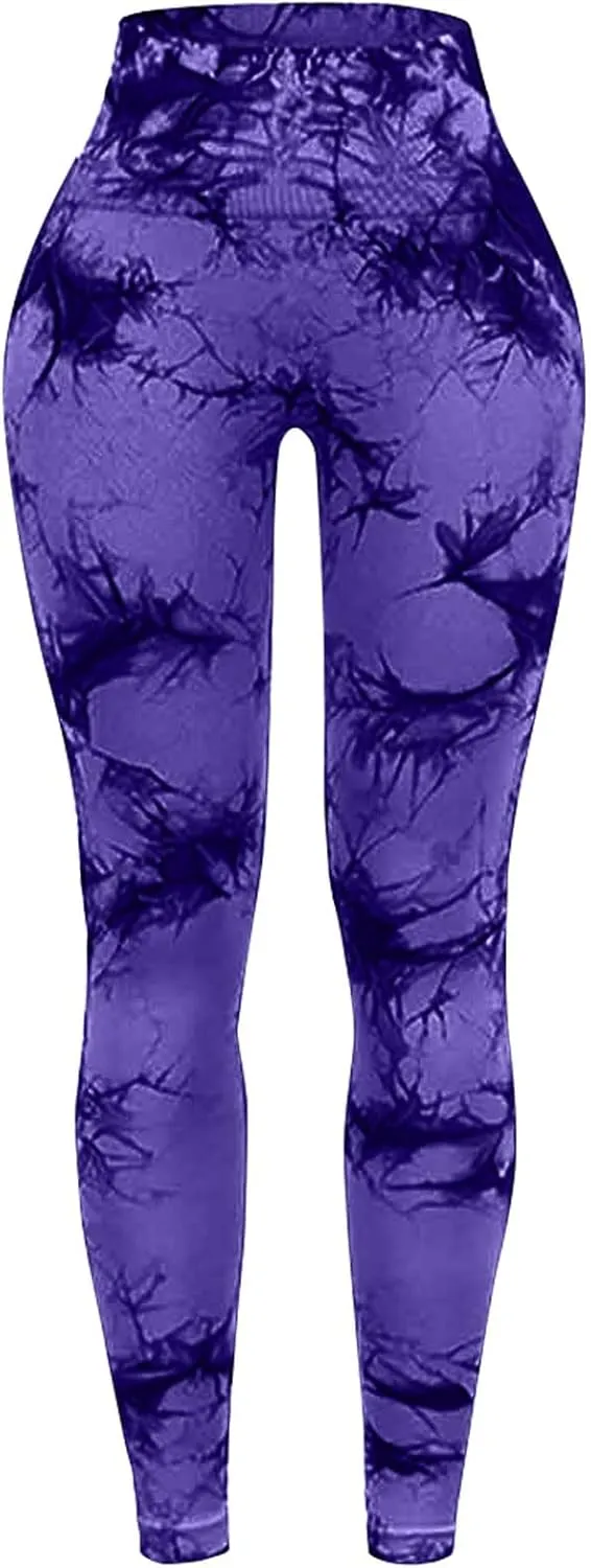 Tie Dye Seamless Leggings for Women High Waist Yoga Pants - Exercise Pants for Running Cycling Yoga Workout