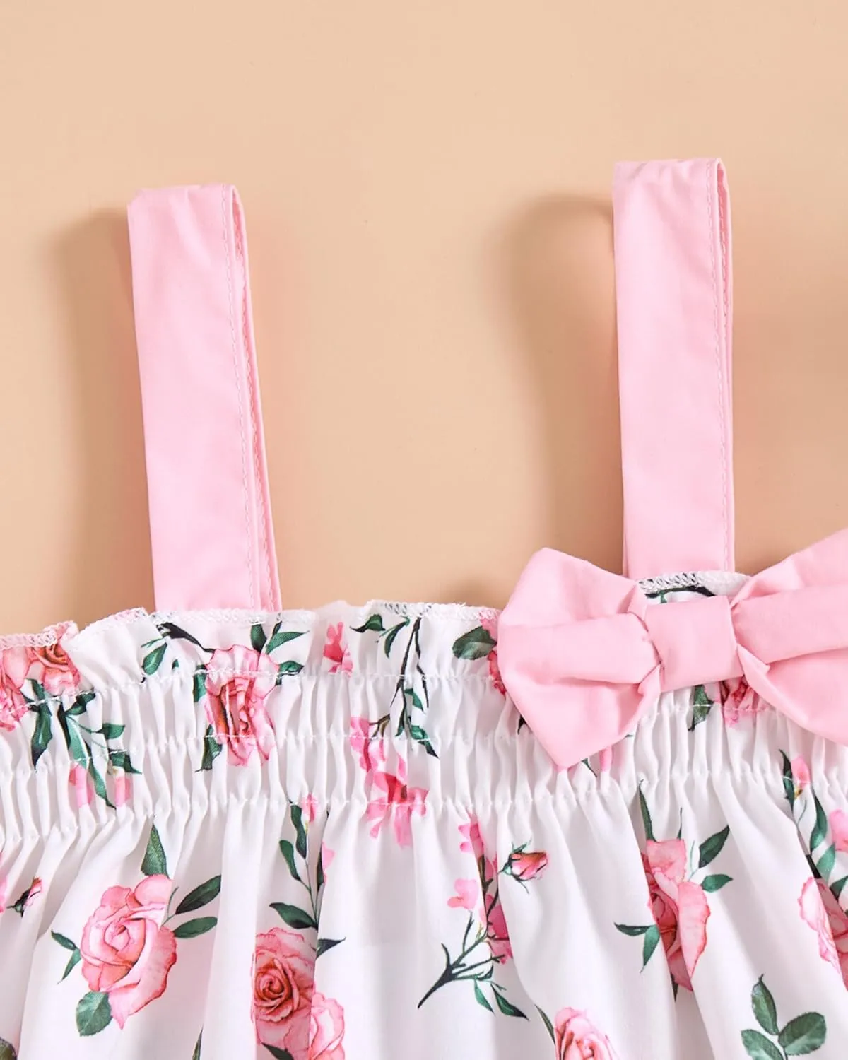 Toddler Baby Girl Clothes Smocked Sleeveless Halter Top Floral Rainbow Camisole Short Sets Spring Summer Baby Girl Outfit