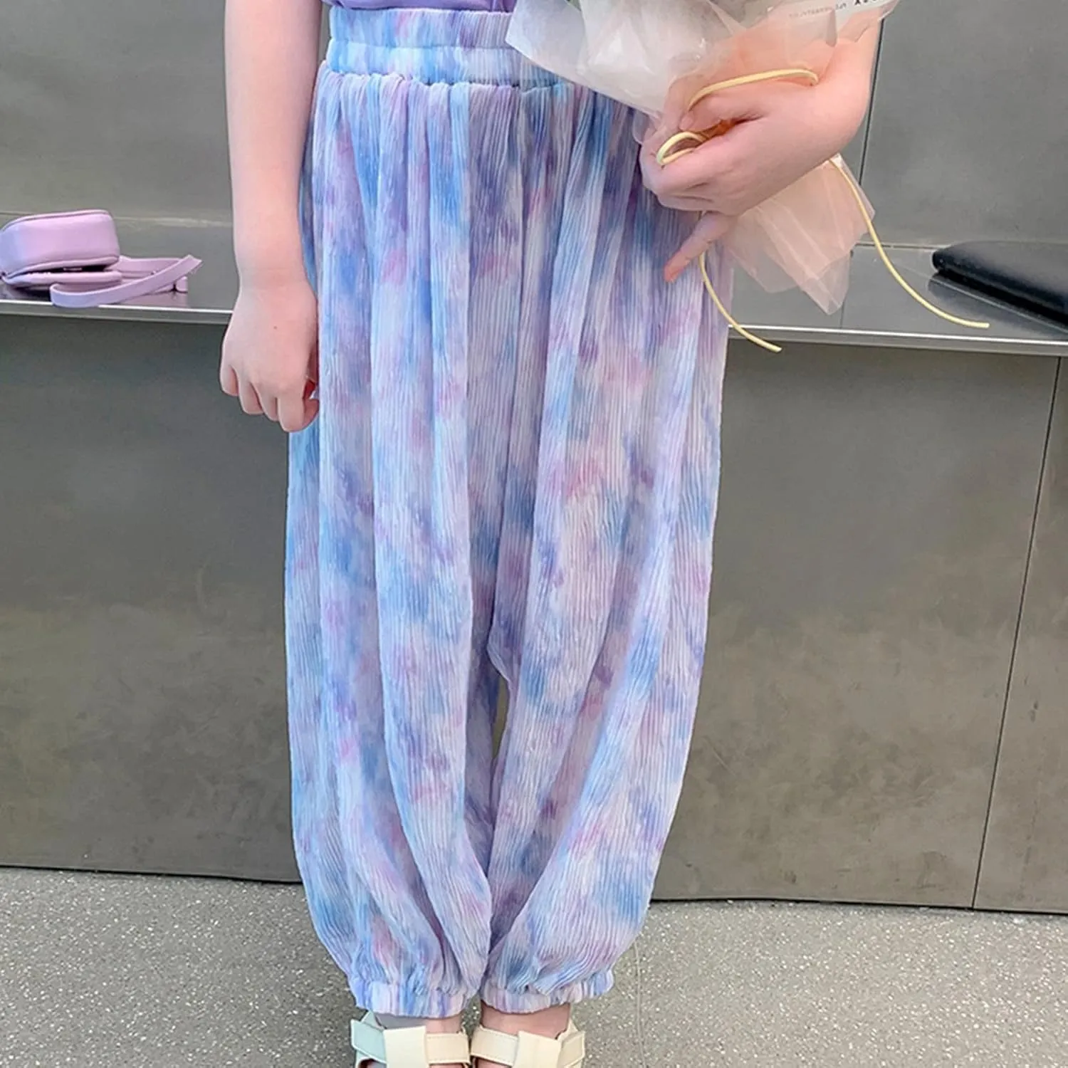 Toddler Baby Girls Tie Dye Pants Elastic Waist Casual Trousers Pants Basic Harem Pants Infant Long Bloomers