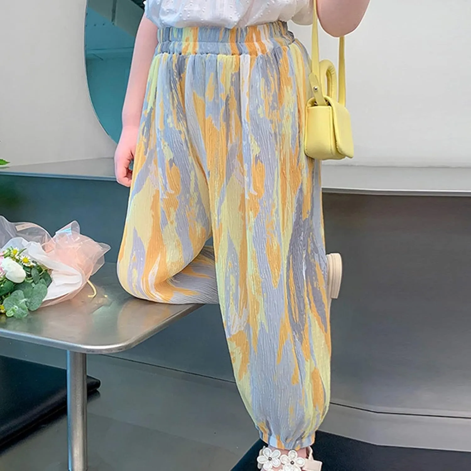 Toddler Baby Girls Tie Dye Pants Elastic Waist Casual Trousers Pants Basic Harem Pants Infant Long Bloomers