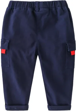 Toddler Boys Cargo Joggers Elastic Waist Aesthetic Trousers Kids Casual Baggy Pants Multiple Pockets Comfy Streetwear