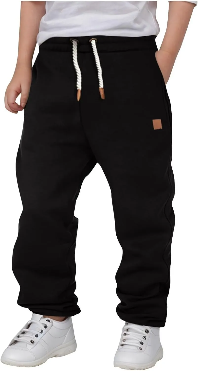 Toddler Boys Cotton Sweatpants Kids Solid Color Joggers Pants with Pocket Drawstring for Kids Casual Sports Pants