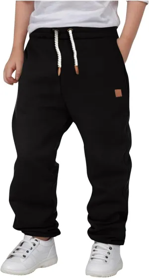 Toddler Boys Cotton Sweatpants Kids Solid Color Joggers Pants with Pocket Drawstring for Kids Casual Sports Pants