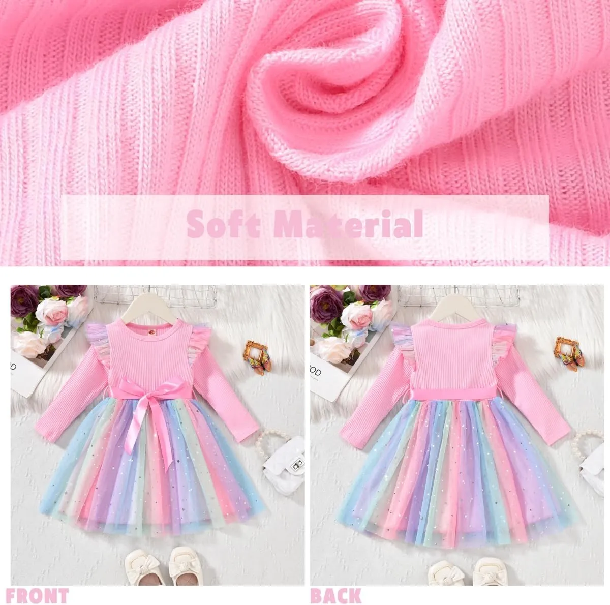Toddler Girl Long Sleeve Tulle Dress 1-5 Years