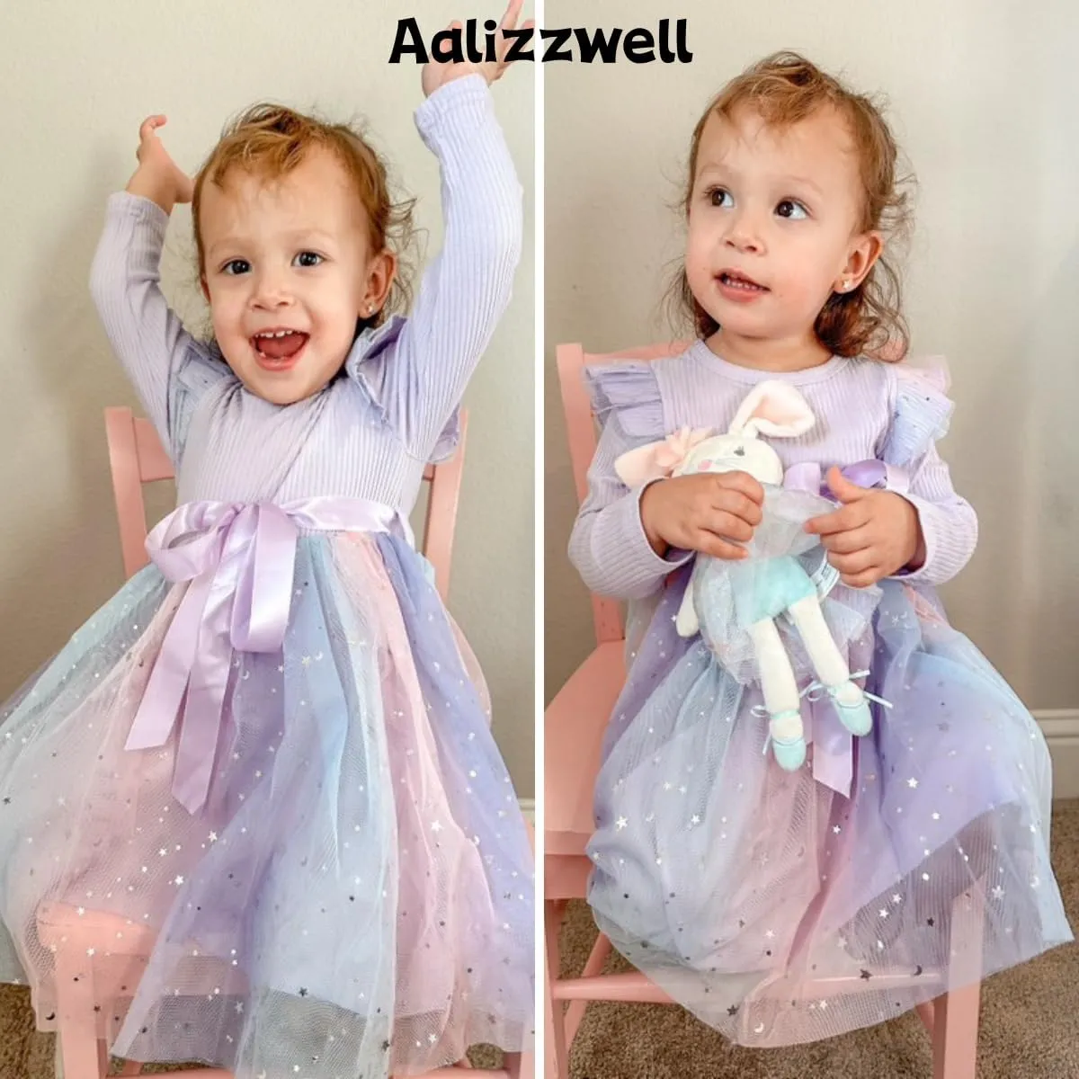 Toddler Girl Long Sleeve Tulle Dress 1-5 Years