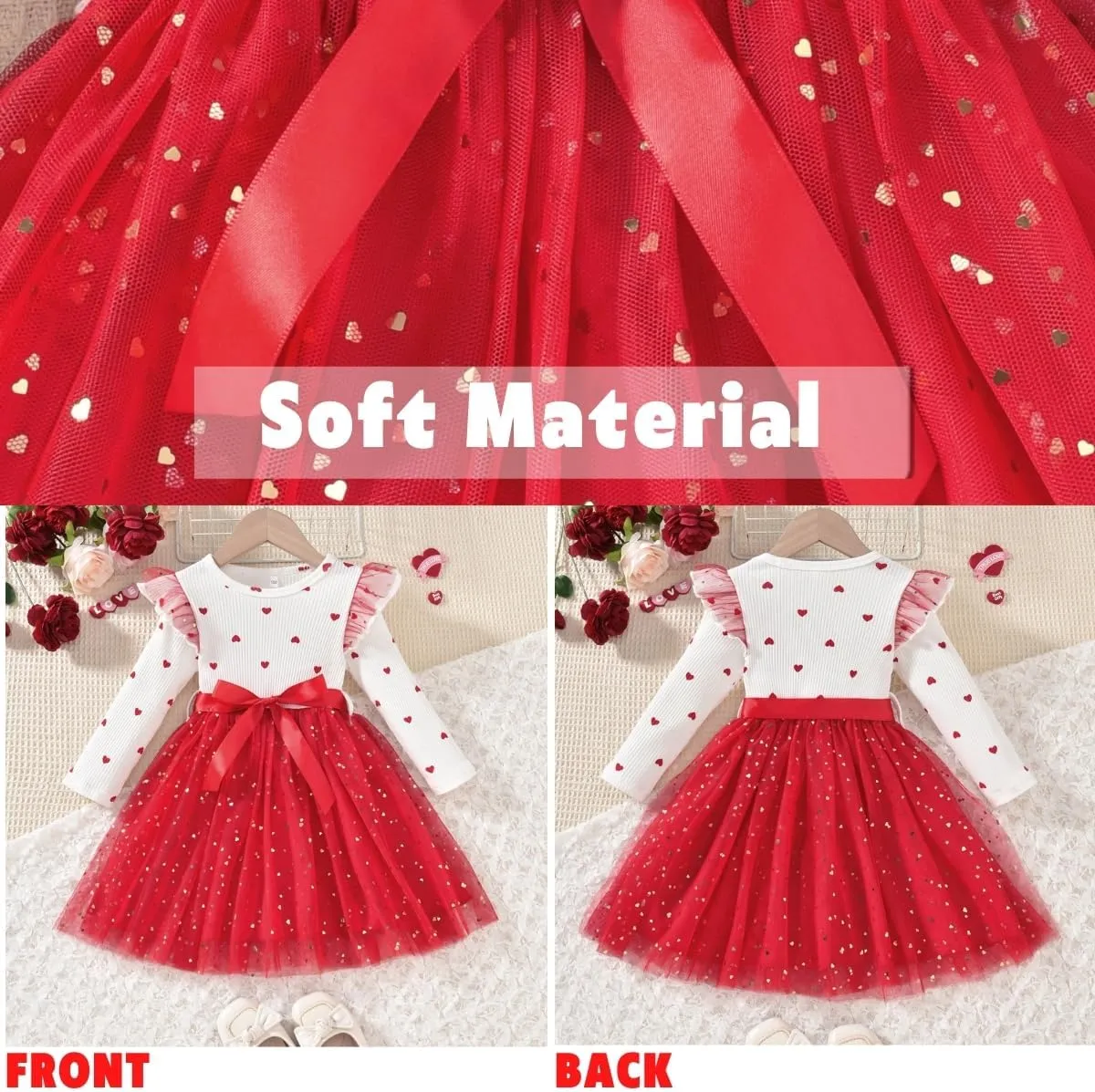 Toddler Girl Long Sleeve Tulle Dress 1-5 Years