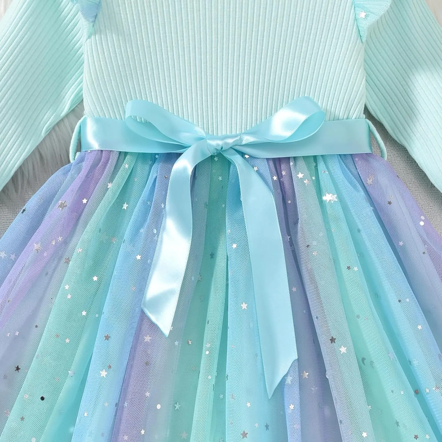 Toddler Girl Long Sleeve Tulle Dress 1-5 Years