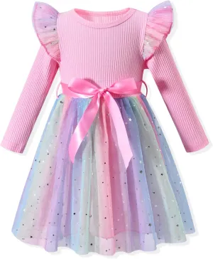 Toddler Girl Long Sleeve Tulle Dress 1-5 Years