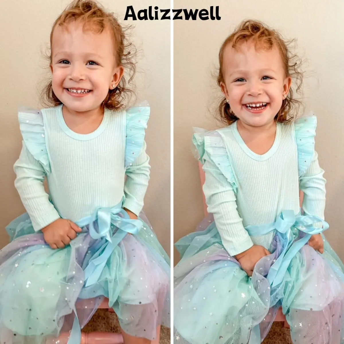 Toddler Girl Long Sleeve Tulle Dress 1-5 Years