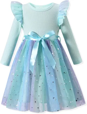 Toddler Girl Long Sleeve Tulle Dress 1-5 Years