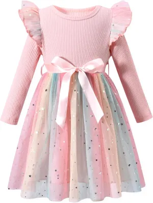 Toddler Girl Long Sleeve Tulle Dress 1-5 Years
