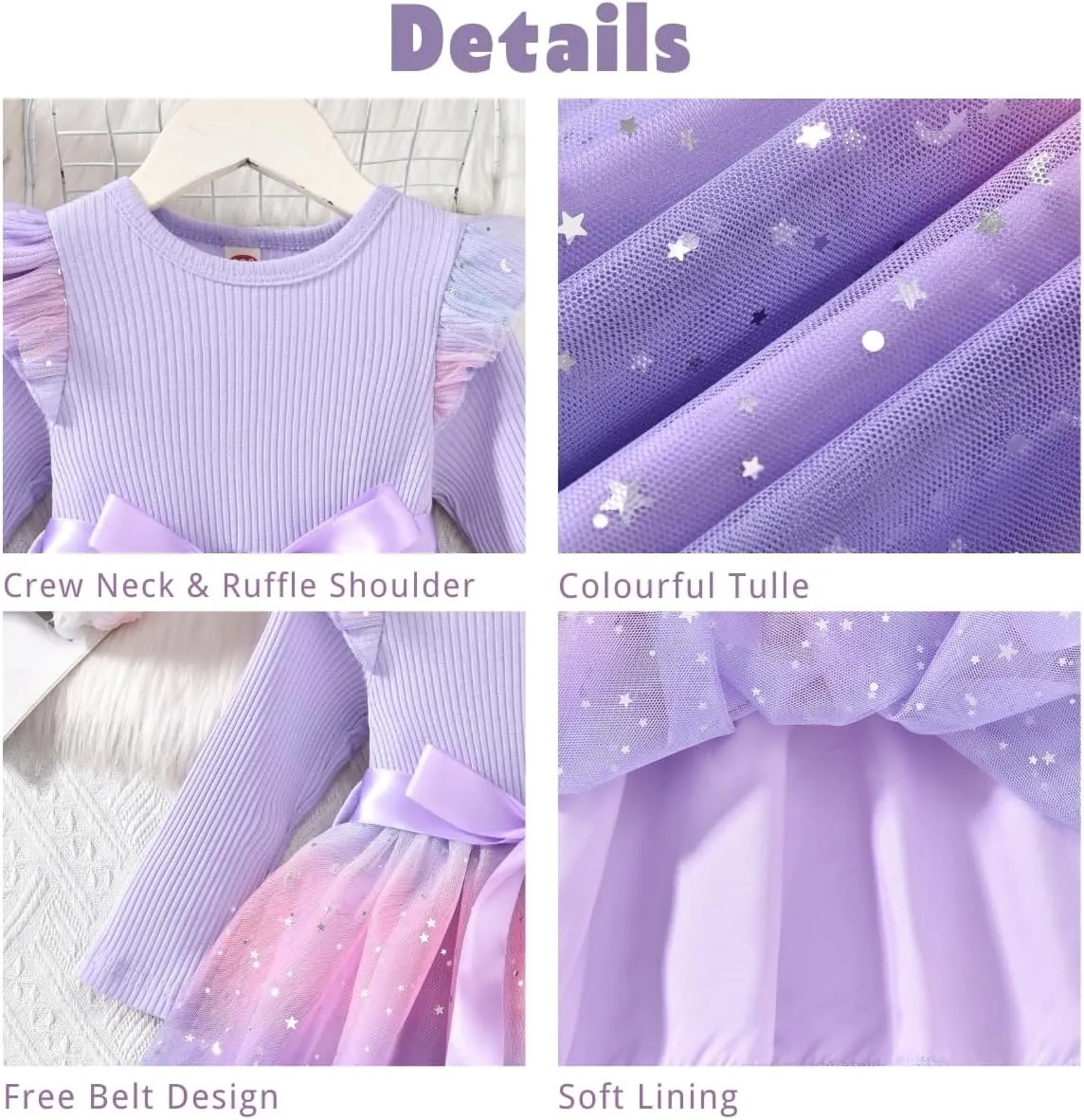 Toddler Girl Long Sleeve Tulle Dress 1-5 Years