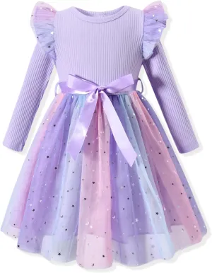 Toddler Girl Long Sleeve Tulle Dress 1-5 Years