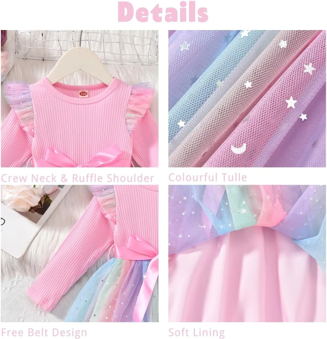 Toddler Girl Long Sleeve Tulle Dress 1-5 Years
