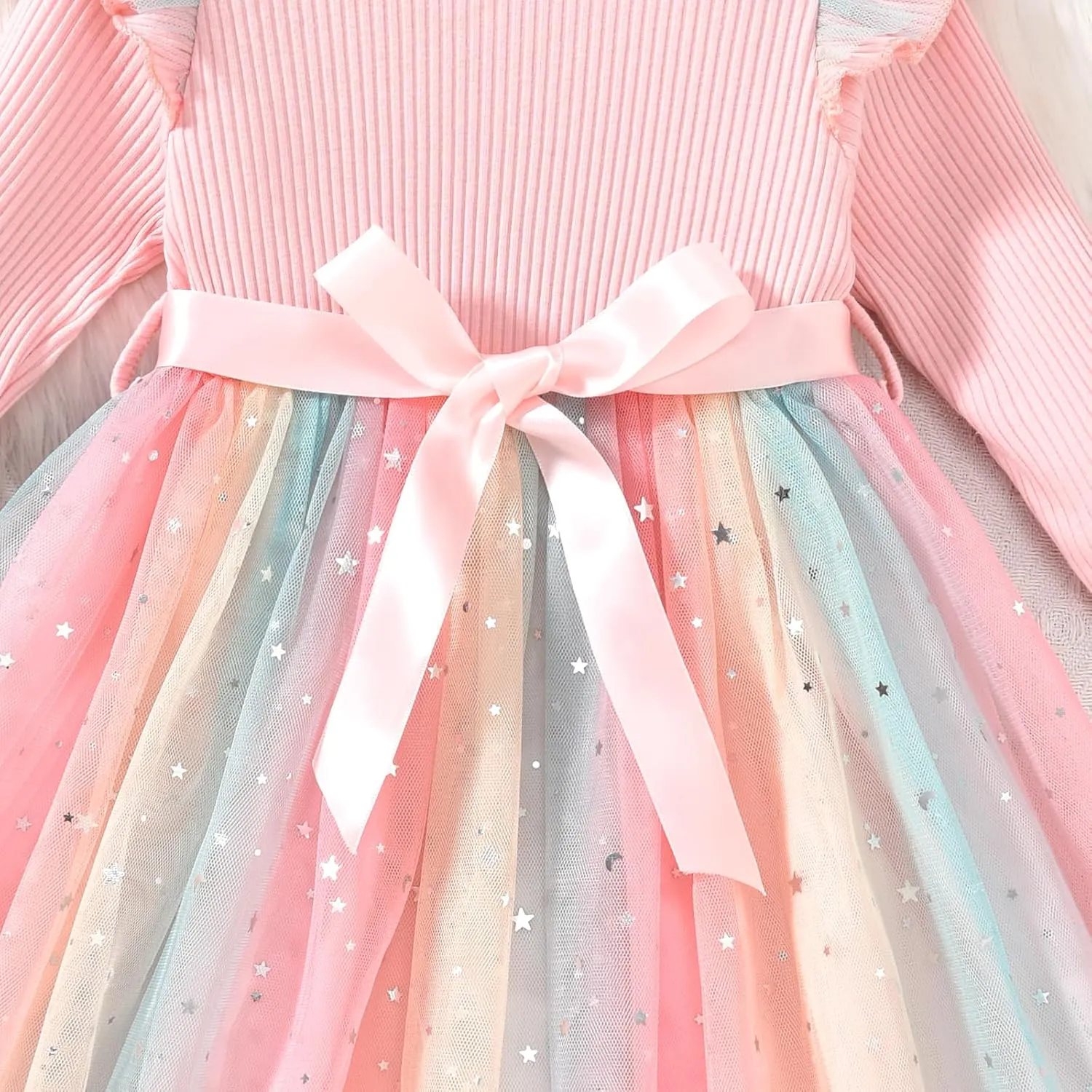 Toddler Girl Long Sleeve Tulle Dress 1-5 Years