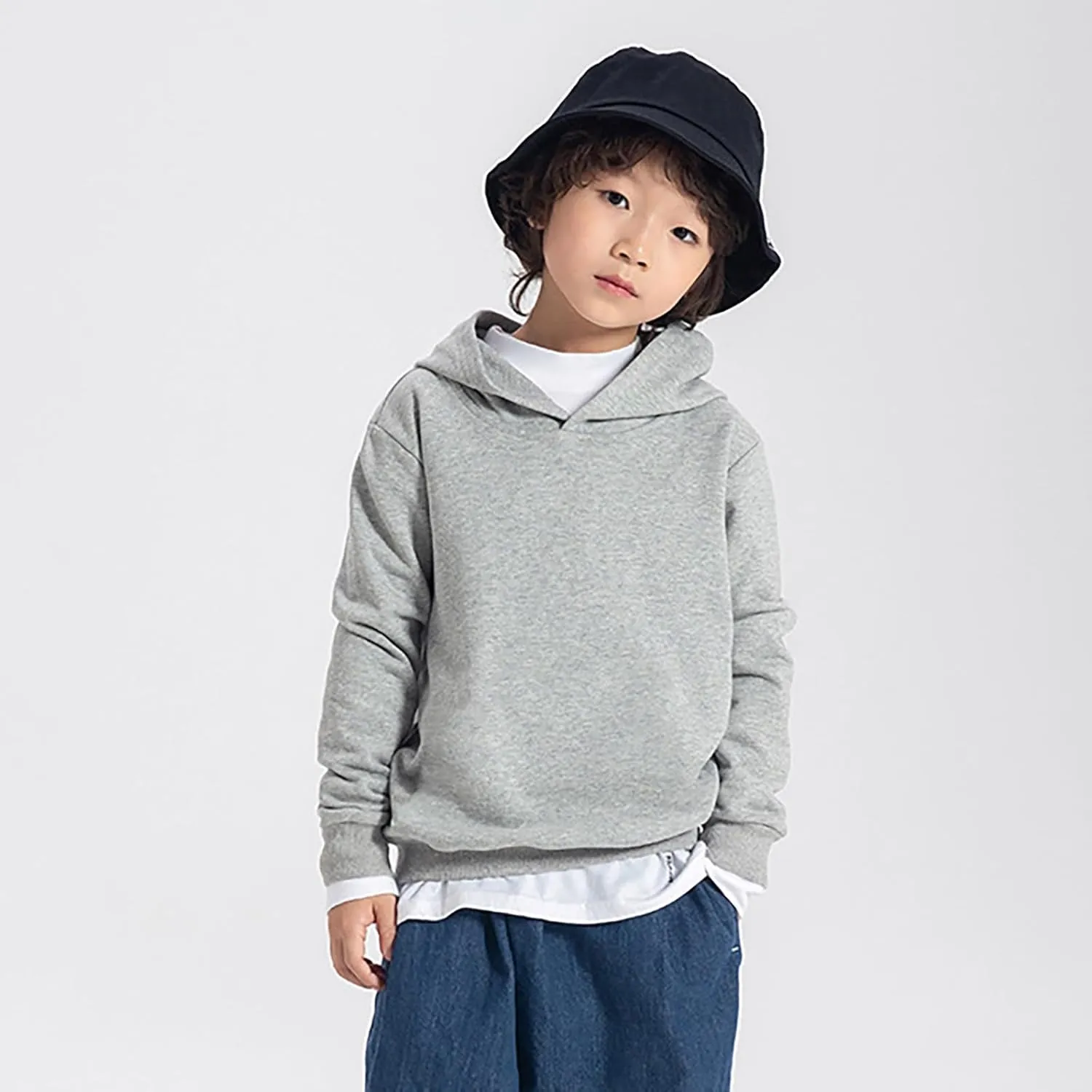 Toddler Kids Boys Girls Hooded Long Sleeve Cuffs Solid Color Basic Sweatshirt Daily School Sporty Wear Fall Winter
