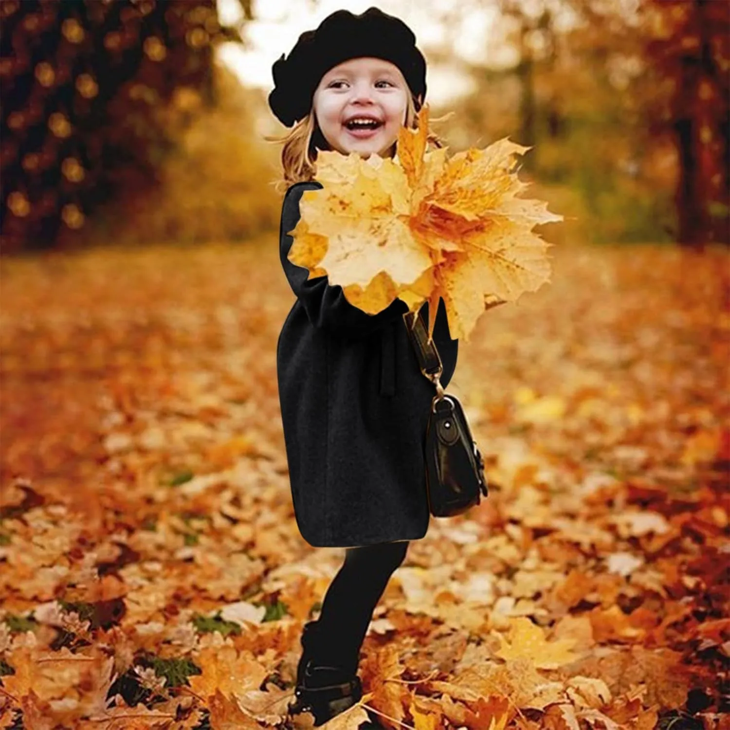 Toddler Kids Fall Winter Jackets Girls Woolen Double-Breasted Trench Coat Lapel Baby Girls Trench 𝐏𝐞𝐚 Coat