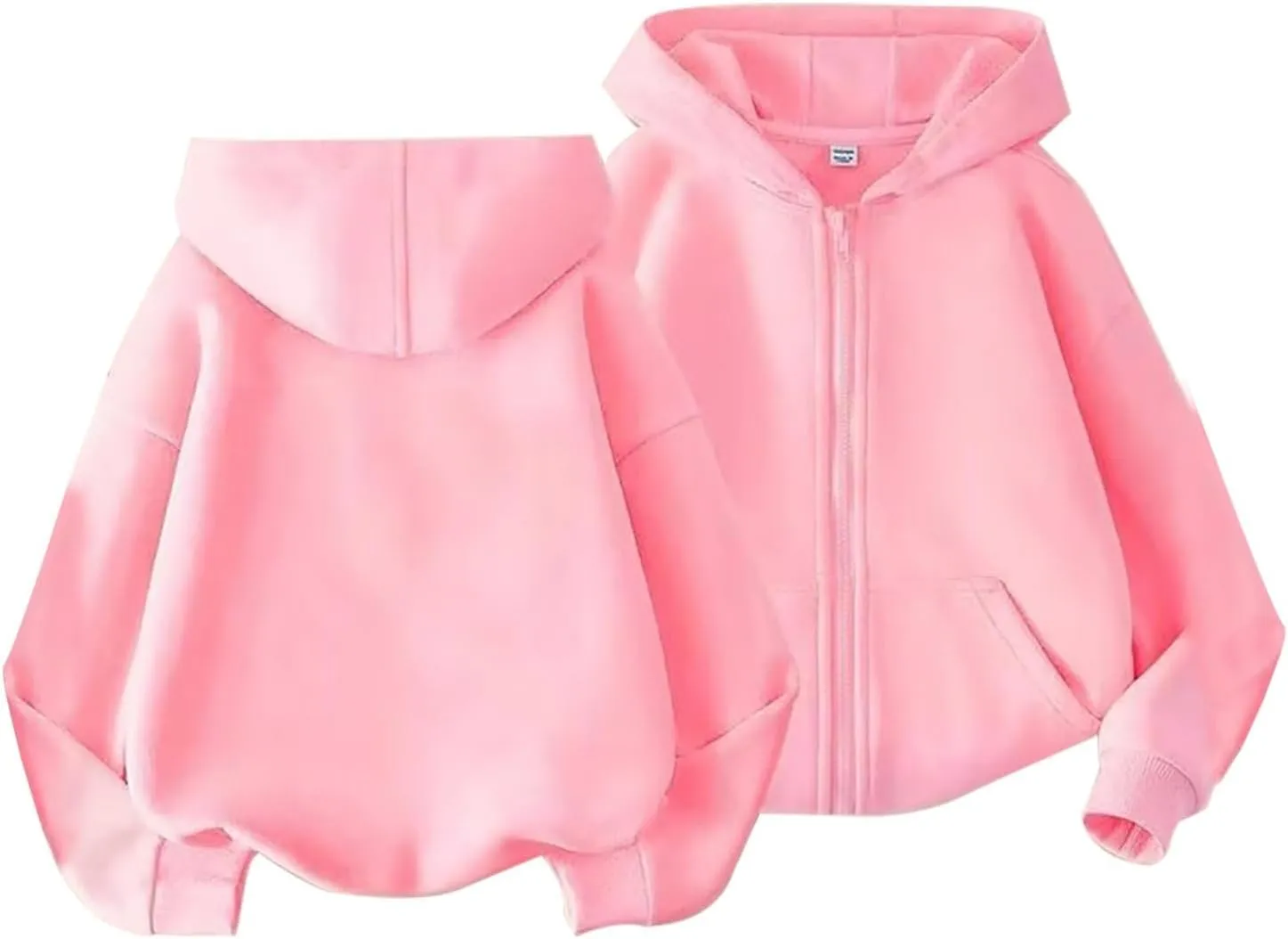 Toddler Kids Hoodie Jacket Fashion Solid Color Zipper Hooded Sweater Jacket Tops Trendy Preppy Sweatshirt with Pockets