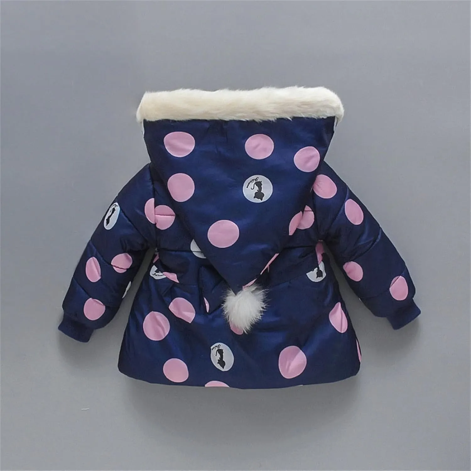 Toddler Kids Polka Dot Hooded Down Jacket Sweet Fleece Warm Padded Coat Winter Thick Comfortable Breathable Top