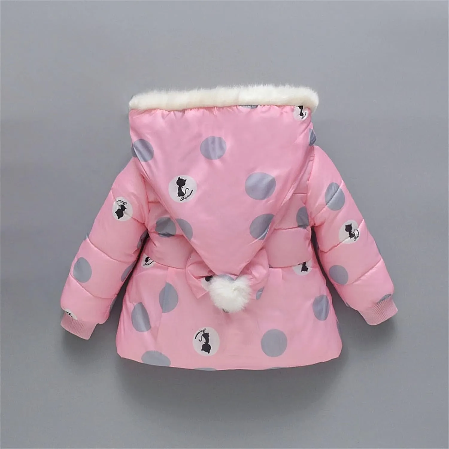Toddler Kids Polka Dot Hooded Down Jacket Sweet Fleece Warm Padded Coat Winter Thick Comfortable Breathable Top