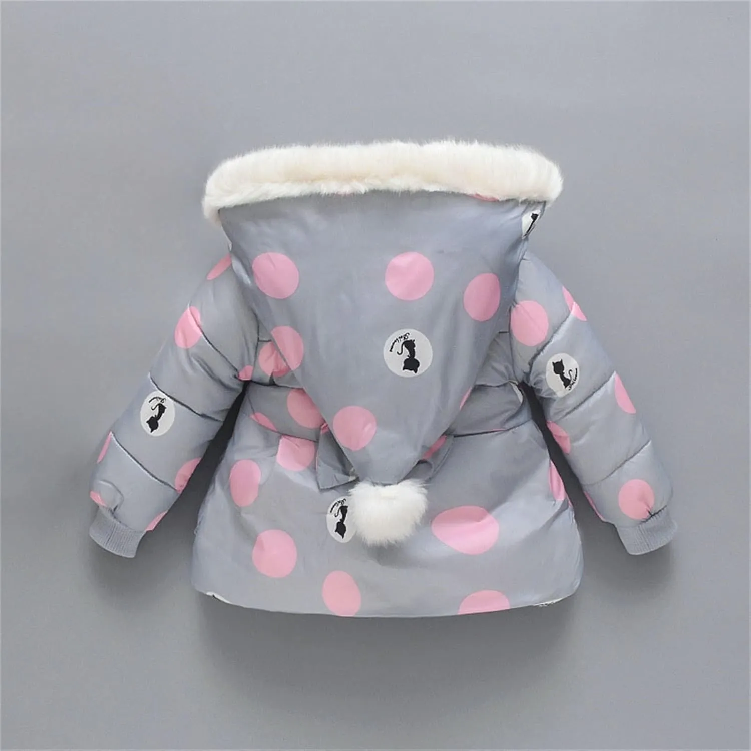 Toddler Kids Polka Dot Hooded Down Jacket Sweet Fleece Warm Padded Coat Winter Thick Comfortable Breathable Top