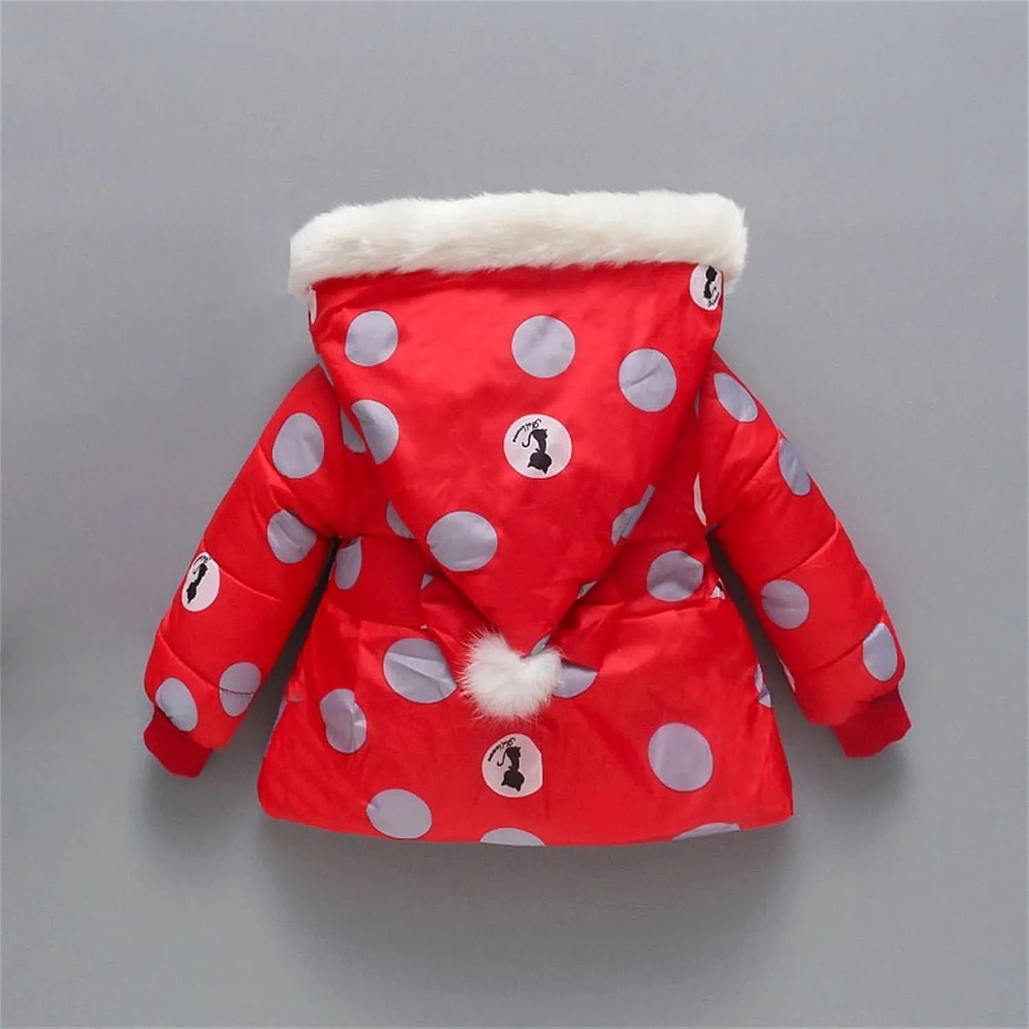 Toddler Kids Polka Dot Hooded Down Jacket Sweet Fleece Warm Padded Coat Winter Thick Comfortable Breathable Top