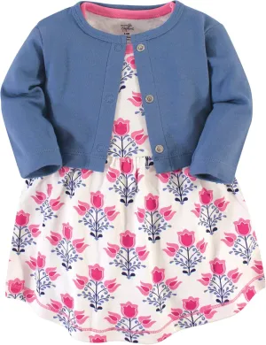 Touched by Nature Baby Girl Organic Cotton Dress and Cardigan