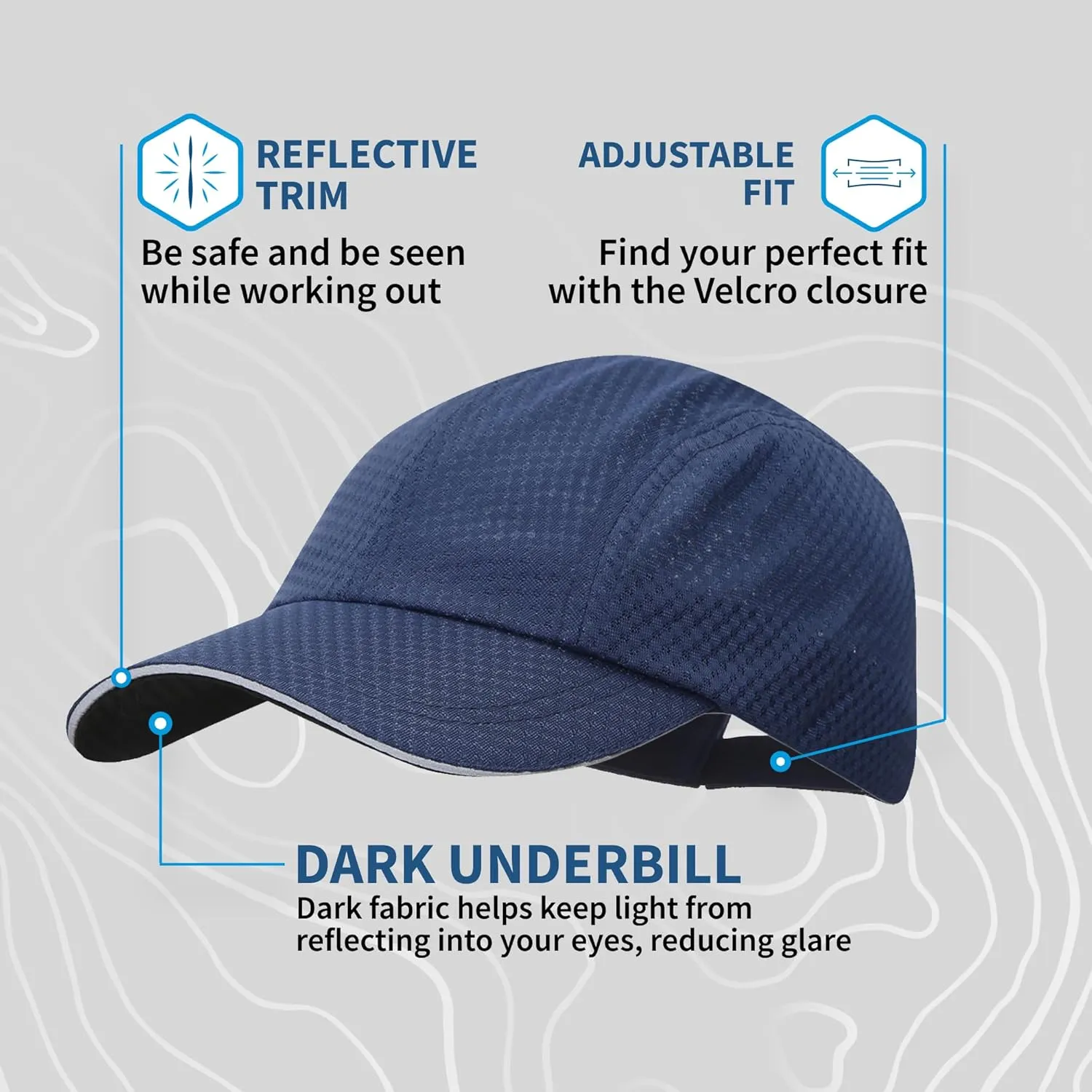 TrailHeads Women's Race Day Performance Running Cap, Lightweight & Quick Drying Mesh Sports Hat with Reflective Trim