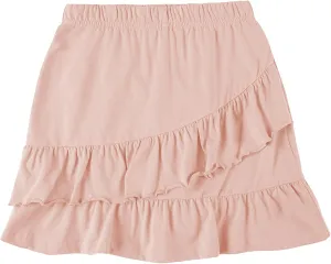 UNACOO 2 Packs 100% Cotton Tiered Ruffle Skirt with Elastic Waistband for Girls