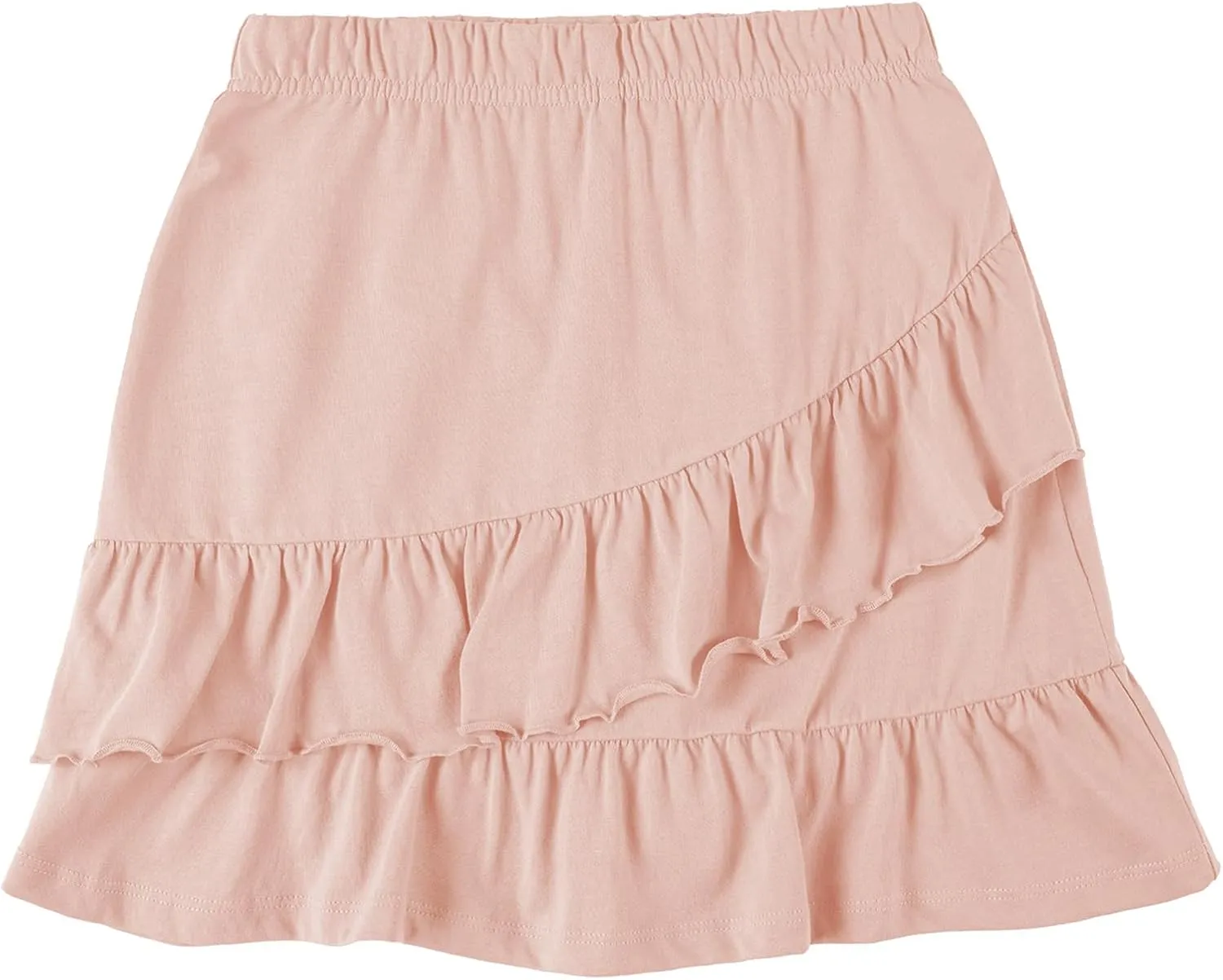 UNACOO 2 Packs 100% Cotton Tiered Ruffle Skirt with Elastic Waistband for Girls