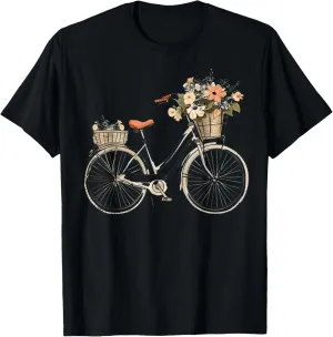 Vintage Floral Bicycle T-Shirt