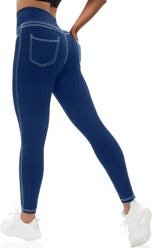 VOOVEEYA Curvy Womens Leggings, High Waisted Yoga Pants with Back Pockets, Tummy Control - Buttery Soft - Stretchy